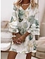 Χαμηλού Κόστους Print Φορέματα-Γυναικεία Φλοράλ Γραφική Στάμπα Λαιμόκοψη V Φουντωτό μανίκι Μίνι φόρεμα Κλασσικό Καθημερινά Διακοπές 3/4 Μήκος Μανικιού Καλοκαίρι Άνοιξη