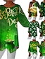ieftine Bluze &amp; Cămăși Damă-Pentru femei Cămașă Bluză Grafic Frunză Ziua St. Patrick Casual Imprimeu Asimetric Verde Crud Manșon Lung De Bază Rotund