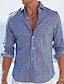 baratos camisa de botão masculina-Homens Camisa Social camisa de botão Camisa casual Azul Manga Longa Floral Aberto para a Lateral Rua Diário Roupa Moda Lazer Confortável