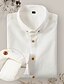 cheap Men&#039;s Casual Shirts-Men&#039;s Linen Shirt Shirt White Causal Daily 3/4 Length Sleeve Clothing Apparel Linen Shirts