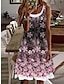 olcso Mintás ruhák-Női Ujjatlan ruha Virágos Nyomtatott U-alakú Mini ruha Napi Vakáció Ujjatlan Nyár Tavasz