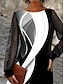 cheap Blouses-Women&#039;s Shirt Blouse Black White Graphic Lace Print Long Sleeve Casual Basic Round Neck Regular S