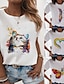 halpa Naisten T-paidat-Naisten T-paita 100% puuvilla Sydän Sateenkaari Perhonen Kausaliteetti Päivittäin Perhonen Musta Valkoinen Painettu Lyhythihainen Perus Pyöreä kaula-aukko Normaali Kesä Kevät