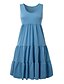 cheap Plain Dresses-Women‘s Sundress Knee Length Dress Blue Yellow Blushing Pink Fuchsia Green White Black Sleeveless Solid Color Ruched Pleated Summer Round Neck Hot Casual Beach vacation dresses 2023 S M L XL XXL 3XL