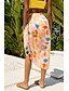cheap Midi Skirts-Women&#039;s Skirt Long Skirt Straight Midi Chiffon Pinky White White Yellow Blue Skirts Asymmetric Hem Print coastal grandma style Swimsuit Bottoms Sexy Summer Vacation Beach One-Size