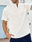 Недорогие Хлопковые льняные рубашки-Муж. льняная рубашка Летняя рубашка Пляжная рубашка Белый Розовый Синий С короткими рукавами Полотняное плетение Воротник-стойка Лето Повседневные Гавайский Одежда Карман