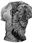 cheap Men&#039;s Henley T Shirt-Lion Casual Mens 3D Shirt | Blue Summer Cotton | Graphic Animal Vintage Fashion Designer Men&#039;S 3D Print Tee Daily Sports Brown Green Short