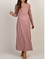 cheap Maternity Dresses-Women‘s Baby Shower Dress Casual Dress Lace Dress Sheath Dress Solid Color Maxi Long Sleeve Lace Patchwork Crew Neck Black White Pink Spring S M L XL XXL