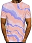 levne pánské 3D tričko-Pánské Tričko Grafika Kulatý Bledě růžová Světlá růžová Vodní modrá 3D tisk Denní Jdeme ven Krátký rukáv Tisk Oblečení Šik ven