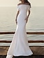 cheap Wedding Dresses-Beach Simple Wedding Dresses Mermaid / Trumpet Off Shoulder Cap Sleeve Court Train Satin Bridal Gowns With Ruched 2024