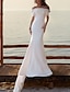 preiswerte Hochzeitskleider-Einfache Strandhochzeitskleider im Meerjungfrau-/Trompetenstil, schulterfrei, Flügelärmel, Hofschleppe, Satin-Brautkleider mit Rüschen 2024