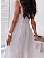 abordables robes unies-Femme robe blanche Plein Dos Nu A Bretelles Robe mi-longue basique du quotidien Sans Manches Eté Printemps