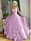 cheap Prom Dresses-A-Line Prom Party Dress Floral Dress Performance Sweet 16 Floor Length Sleeveless Spaghetti Strap Tulle with Pleats Appliques 2024
