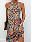 cheap Print Dresses-Women&#039;s Shift Dress Graphic Print Halter Neck Mini Dress Daily Vacation Sleeveless Summer Spring
