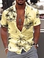 Недорогие Мужские рубашки больших размеров-Муж. Рубашка Гавайская рубашка Графическая рубашка Рубашка Алоха Кокосовая пальма Алоха Отложной Светло-розовый Белый Желтый Темно синий Небесно-голубой С принтом на открытом воздухе Для улицы