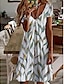 Χαμηλού Κόστους Print Φορέματα-Γυναικεία Καθημερινό φόρεμα Κοντομάνικο φόρεμα Μίντι φόρεμα Λευκό Κοντομάνικο Φλοράλ Στάμπα Φθινόπωρο Άνοιξη Καλοκαίρι Λαιμόκοψη V Βασικό Καθημερινά Διακοπές 2023 Τ M L XL XXL 3XL