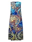 cheap Print Dresses-Women&#039;s Casual Dress T Shirt Dress Tee Dress Shift Dress Long Dress Maxi Dress Blue Sleeveless Floral Print Spring Summer Crew Neck Basic Vacation 2023 S M L XL XXL 3XL 4XL 5XL