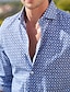 お買い得  メンズボタンアップシャツ-男性用 シャツ ボタンアップシャツ カジュアルシャツ ブルー 長袖 フラワー 折襟 ストリート 日常 衣類 ファッション レジャー 快適