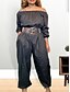 cheap Women&#039;s Jumpsuits-Women&#039;s Jumpsuit Pocket Solid Color Off Shoulder Basic Daily Vacation Regular Fit 3/4 Length Sleeve Black White S M L Fall