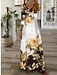 olcso Mintás ruhák-Női hétköznapi ruha A vonalú ruha Virágos Nyomtatott V-alakú Maxi hosszú ruha Napi Vakáció Háromnegyedes Nyár Tavasz