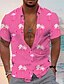 abordables Camisas hawaianas-Hombre Camisa camisa hawaiana Flamenco Árbol de coco Estampados Cuello Vuelto Rosa Azul Marino Azul Piscina Gris Diario Festivos Mangas cortas Abotonar Estampado Ropa Tropical Moda Ropa de calle