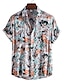 billige Hawaii sommerskjorter til mænd-Herre Skjorte Button Up skjorte Casual skjorte Sommer skjorte Lysegrøn Orange Mørkegrå Kortærmet Stribet Aftæpning Gade Daglig Trykt mønster Tøj Hawaiiansk Stilfuld Klassisk Afslappet