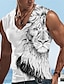 billiga 3d-linnen för herrar-Herr Linne Ärmlös T-shirt för män Grafisk Djur Lejon V-hals Kläder 3D-tryck Sport Löpning Ärmlös 3D-utskrift Designer Ledigt Muskel