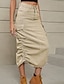 cheap Midi Skirts-Women&#039;s Cargo Skirt Long Denim Black khaki Army Green Skirts Pocket Long Fashion Summer Casual Daily S M L