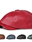 cheap Men&#039;s Hats-Men&#039;s Beret Hat Newsboy Hat Black Red leatherette Streetwear Stylish 1920s Fashion Outdoor Daily Going out Plain Sunscreen