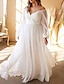 cheap Wedding Dresses-Beach Simple Wedding Dresses A-Line Off Shoulder Long Sleeve Floor Length Chiffon Bridal Gowns With Pleats Solid Color Summer Wedding Party 2024