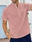 رخيصةأون قميص قطن كتان-رجالي قميص كتان قميص صيفي قميص الشاطئ أبيض وردي بلاشيهغ أزرق كم قصير 平织 رقبة طوقية مرتفعة الصيف مناسب للبس اليومي ستايل هاواي ملابس جيب