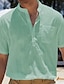 cheap Cotton Linen Shirt-Men&#039;s Linen Shirt Summer Shirt Beach Shirt Light Yellow White Light Green Short Sleeves Plain Collar Summer Hawaiian Holiday Clothing Apparel Front Pocket