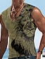 billiga 3d-linnen för herrar-Herr Linne Ärmlös T-shirt för män Grafisk Djur Lejon V-hals Kläder 3D-tryck Sport Löpning Ärmlös 3D-utskrift Designer Ledigt Muskel