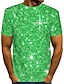 abordables camiseta 3d para hombre-Hombre Camisa Camiseta Graphic Abstracto Escote Redondo Morado Dorado Verde Trébol Talla Grande Diario Noche Manga Corta Plisado Estampado Ropa Ropa de calle Exagerado