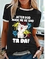abordables T-shirts Femme-Femme T shirt Tee Chat Lettre Texte du quotidien Fin de semaine Imprimer Noir Manche Courte basique Col Rond
