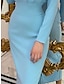 Χαμηλού Κόστους Πάρτι Φορέματα-Γυναικεία Φόρεμα εργασίας Φόρεμα για πάρτυ Φόρεμα σε ευθεία γραμμή Μοντέρνα Μακρύ φόρεμα Σουρωτά Όρθιος Γιακάς Μακρυμάνικο Σκέτο Χαλαρή Εφαρμογή Μπλε Ρουά Ουρανί Σκούρο πράσινο Φθινόπωρο Χειμώνας Τ M