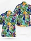 preiswerte Herrenhemden in großen Größen-Herren Hemd Hawaiihemd Sommerhemd Grafik-Shirt Aloha-Shirt Blumen Ananas Frosch Umlegekragen Olivgrün Rot grün Rosa Rote Blau 3D-Druck Outdoor Strasse Kurzarm Button-Down Bekleidung Hawaiianisch