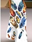 abordables Robes à motifs-Femme Robe casual Plume Poche Imprimer Col V Robe longue maxi Décontractées Vacances Sans Manches Eté Printemps