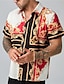 tanie Męskie koszule w dużych rozmiarach-Męskie Puszysta Koszula hawajska Duży i wysoki Kwiaty Wieczorne Nadruk Krótki rękaw Wiosna i lato Tropikalny Moda Hawajskie Na zewnątrz Ulica Najfatalniejszy