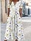 Χαμηλού Κόστους Print Φορέματα-Γυναικεία Φόρεμα ριχτό Φλοράλ Τσέπη Στάμπα Λαιμόκοψη V Μίντι φόρεμα Διακοπές Κοντομάνικο Καλοκαίρι Άνοιξη
