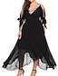 levne společenské šaty větší velikosti-dámské nadměrně velké křivky lichotivé šaty elegantní šaty ve tvaru jablka svatební společenské šaty pro hosty šifonové šaty swingové šaty jednobarevné midi šaty s polovičním rukávem vrstvené