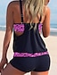 cheap Tankinis-Women&#039;s Swimwear Tankini 2 Piece Normal Swimsuit 2 Piece Printing Graphic Navy Blue Tank Top Bathing Suits Sports Beach Wear Summer