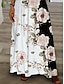 olcso Mintás ruhák-Női hétköznapi ruha A vonalú ruha Virágos Csipke Nyomtatott V-alakú Maxi hosszú ruha Napi Vakáció Rövid ujjú Nyár Tavasz