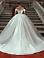 Χαμηλού Κόστους Νυφικά Φορέματα-Αρραβώνας Επίσημο Φορεματα για γαμο Βραδινή τουαλέτα Ώμοι Έξω Ιμάντες Ουρά μέτριου μήκους Σατέν Νυφικά φορέματα Με Πιασίματα Μονόχρωμη 2024