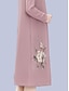 Χαμηλού Κόστους plus size φορέματα για πάρτι-Γυναικεία Σετ φορέματος δύο τεμαχίων Φόρεμα εκτύπωσης ΕΞΩΤΕΡΙΚΟΥ ΧΩΡΟΥ Διακοπές Καθημερινό Στάμπα Μίντι φόρεμα Όρθιος Γιακάς Μακρυμάνικο Φλοράλ Χαλαρή Εφαρμογή Ανθισμένο Ροζ Κρασί Θαλασσί