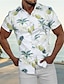 cheap Men&#039;s Casual Shirts-Men&#039;s Shirt Summer Hawaiian Shirt Button Up Shirt Summer Shirt Casual Shirt White Navy Blue Blue Short Sleeves Graphic Flower / Plants Turndown Street Vacation Button-Down Clothing Apparel Casual
