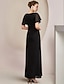 cheap Mother of the Bride Dresses-Sheath / Column Mother of the Bride Dress Wedding Guest Elegant Scoop Neck Ankle Length Chiffon Short Sleeve with Crystal Brooch Side-Draped 2024