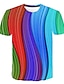 tanie Geometryczne-Męskie Dla obu płci Koszula Podkoszulek Koszulki Graficzny Tęczowy 3D Półgolf Odzież Puszysta Impreza Codzienny Krótki rękaw Nadruk Szykowne i nowoczesne