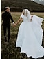 baratos Vestidos de Casamento-Formal Vestidos de noiva De Baile Decote Quadrado Manga Curta Cauda Capela Cetim Vestidos de noiva Com Cor Única 2024
