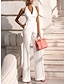Χαμηλού Κόστους επίσημες φόρμες-Γυναικεία Φόρμες Εξώπλατο Τσέπη Συμπαγές Χρώμα Λαιμός Κομψό στυλ street Πάρτι Κοκτέιλ Πάρτι Κανονικό Αμάνικο Λευκό Τ M L Καλοκαίρι